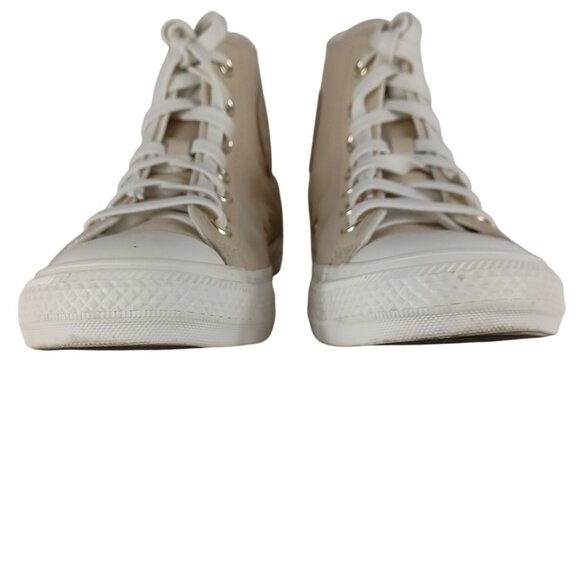 Converse Chuck Taylor All Star High-Top Sneakers Beige Leather Women's Size 8 - Picture 7 of 10